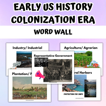 Preview of Early US History Colonization Vocabulary Word Wall (FREEBIE!)