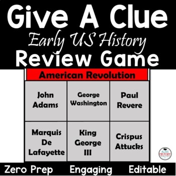 Preview of US History Review Activity  Give a Clue Game 8th grade STAAR Review