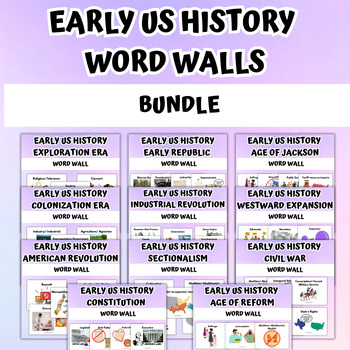 Preview of Early US History Vocabulary Word Wall Bundle Exploration to Civil War