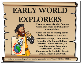Preview of Early World Explorers 22 Fact Cards, Bulletin Board, Time Line, Trading Cards