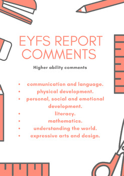 Preview of Early Years (EYFS) Report Card Comments End of Year