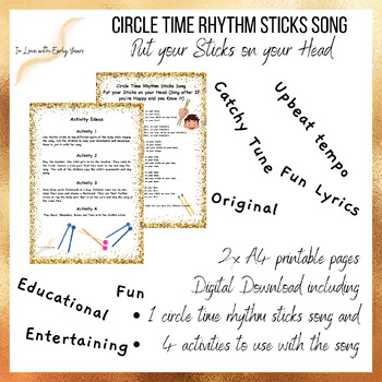 Preview of RHYTHM STICKS SONG FOR CIRCLE TIME/ PRESCHOOL, KINDERGARTEN LITERACY ACTIVITY