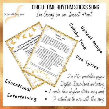 Preview of Early Years Circle Time Rhythm Sticks Song, Minibeasts, Preschool, Kindergarten