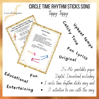 Preview of Early Years Circle Time Rhythm Sticks Song, Preschool Teaching Resources