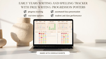 Preview of Early Years Writing and Spelling Tracker with FREE Writing Progression Posters