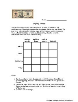 logic puzzle for 1st grade distance learning or printable