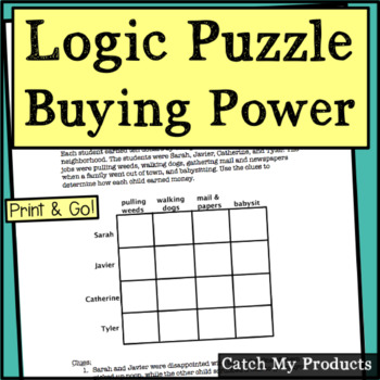 Preview of Logic Puzzle for 1st Grade Distance Learning or Printable Worksheet