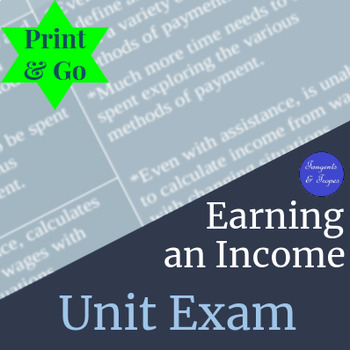 Preview of Earning an Income Unit Exam (Workplace Math 10)