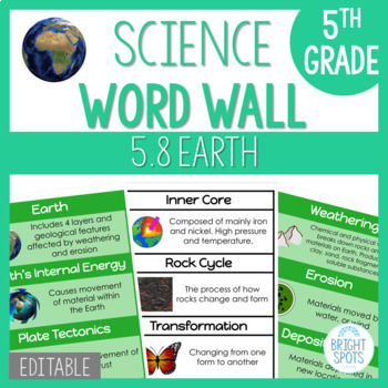 Earth 5.8: 5th Grade Science Word Wall by Bright Spots Teaching | TPT