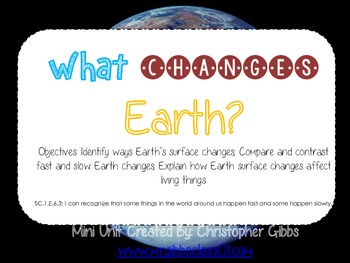 Preview of Earth Changes (Fast and Slow Changes) Mini Unit Foldables and More