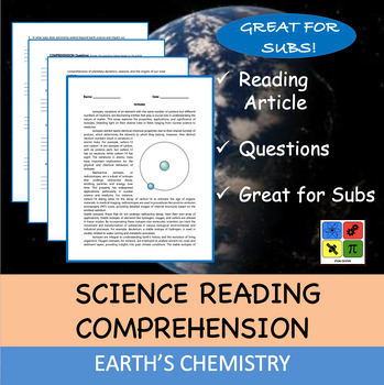 Preview of Earth Chemistry Bundle - Reading Passage and x Questions (EDITABLE) YOU SAVE 20%