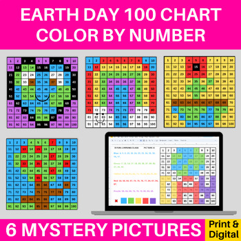 Preview of Earth Day 100s Hundred Chart Mystery Pictures Digital & Print
