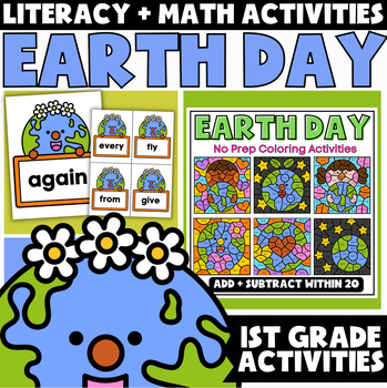Preview of Earth Day Activities for 1st Grade | Literacy + Math