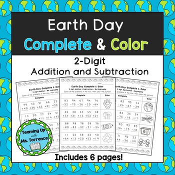 Preview of Earth Day 2-Digit Addition & Subtraction (with and without regrouping)