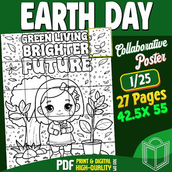 Preview of Earth Day 2024: Collaborative Poster Coloring Craft, Bulletin Board, Classroom