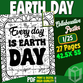 Preview of Earth Day 2024: Collaborative Poster Coloring Craft, Bulletin Board, Project