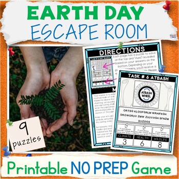 Preview of Earth Day Escape Room Printable Activity Packet - 9 Puzzles Breakout Game Kit