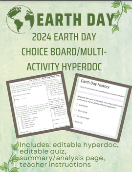 Preview of Earth Day 2024 HyperDoc / Choiceboard