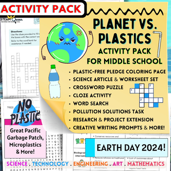 Preview of Earth Day 2024! Planet vs. Plastics Engaging Activity Set Middle School Science