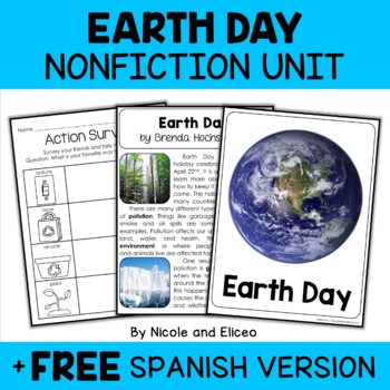 Preview of Earth Day Activities Nonfiction Unit + FREE Spanish