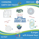Earth Day 4 Mazes - Printable Worksheets-Recycle, Unplug, 