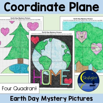 Preview of Earth Day Coordinate Plane Mystery Graphing Pictures 4-Quadrant