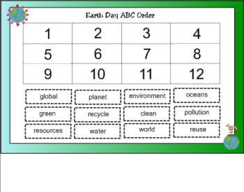 Preview of Earth Day ABC Order for SMART Board