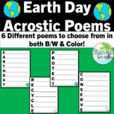 Earth Day ACROSTIC Poems Pack {6 Poems B/W or Color Images}