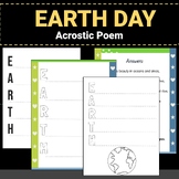 Earth Day Acrostic Poem, Coloring Letters, Poetry Template