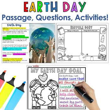Preview of Earth Day Reading Comprehension - Earth Day Writing Craft - Spring Activities
