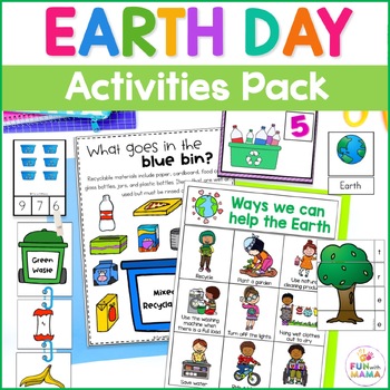 Preview of Earth Day Activities Pack for Kindergarten | Math, Literacy & Fine Motor Centers