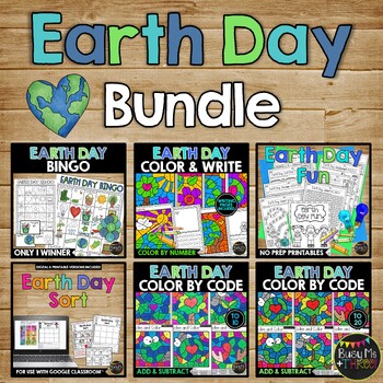 Preview of Earth Day Activities BUNDLE with Bingo | Sort | Color by Number | Writing Pages
