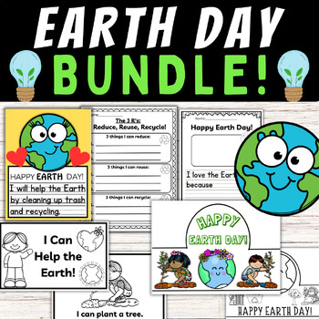 Preview of Earth Day Activities Bundle Craft Crown Mini Books Writing ELA Science Spring
