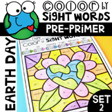 Earth Day Activities Color by Sight Words Pre-Primer Set 2