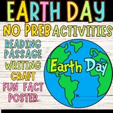 Earth Day Activities - Craft, Reading passage, Writing, Ea