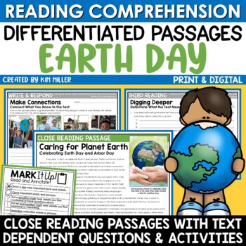 Preview of Earth Day Activities Close Reading Comprehension Passages Differentiated Reading