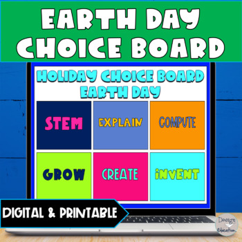 Preview of Earth Day Activities | Digital & Printable Choice Board | Writing & STEM