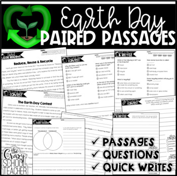 Preview of Earth Day Reading Passages | Paired Passages with Questions