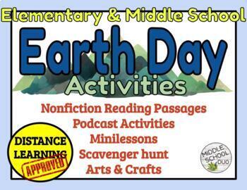 Preview of Earth Day Activities- Elementary & Middle School- Digital and Print 