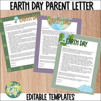 Preview of Earth Day Activities Letter to Parents