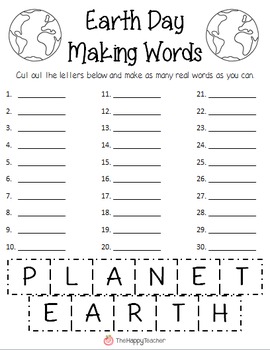 Preview of Earth Day Activities: Making Words & Word Search {FREE!}