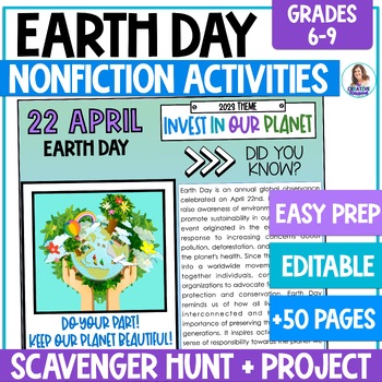 Preview of Earth Day Activities - Nonfiction Reading - Scavenger Hunt & Project - Writing