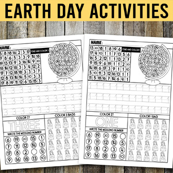 Preview of Earth Day Activities, Number Recognition 1-20, Tracing & Writing Practice, Mazes