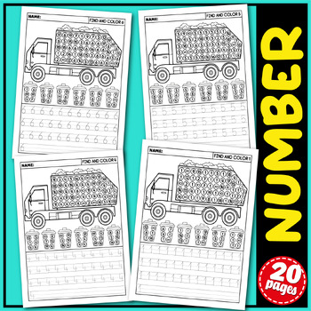 Preview of Earth Day Activities, Number Writing Practice 1-20, Tracing & Recognition, Truck