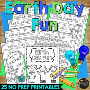 Preview of Earth Day Activities Packet NO PREP Fun Math and Literacy Puzzles | Worksheets