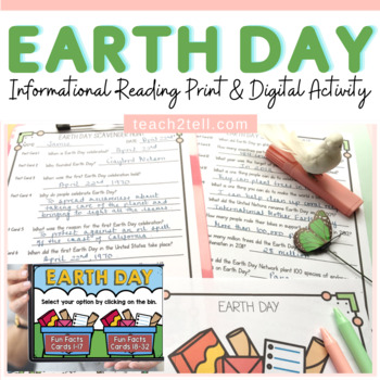 Earth Day Activities Reading Comprehension Print and Digital Boom Cards
