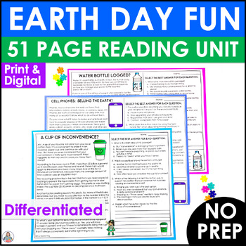 Preview of Earth Day Activities Reading Comprehension & Writing - ELA Test Prep Activities