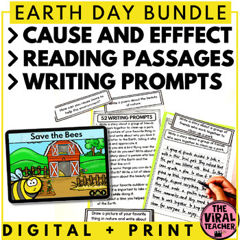 Preview of Earth Day Activities | Reading Passages | Writing Prompts | Cause and Effect