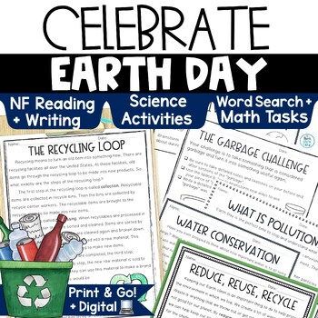 Preview of Earth Day Activities Spring Reading Comprehension Passages Writing Math 