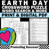 Earth Day ELA Activities Word Search Crossword Environment